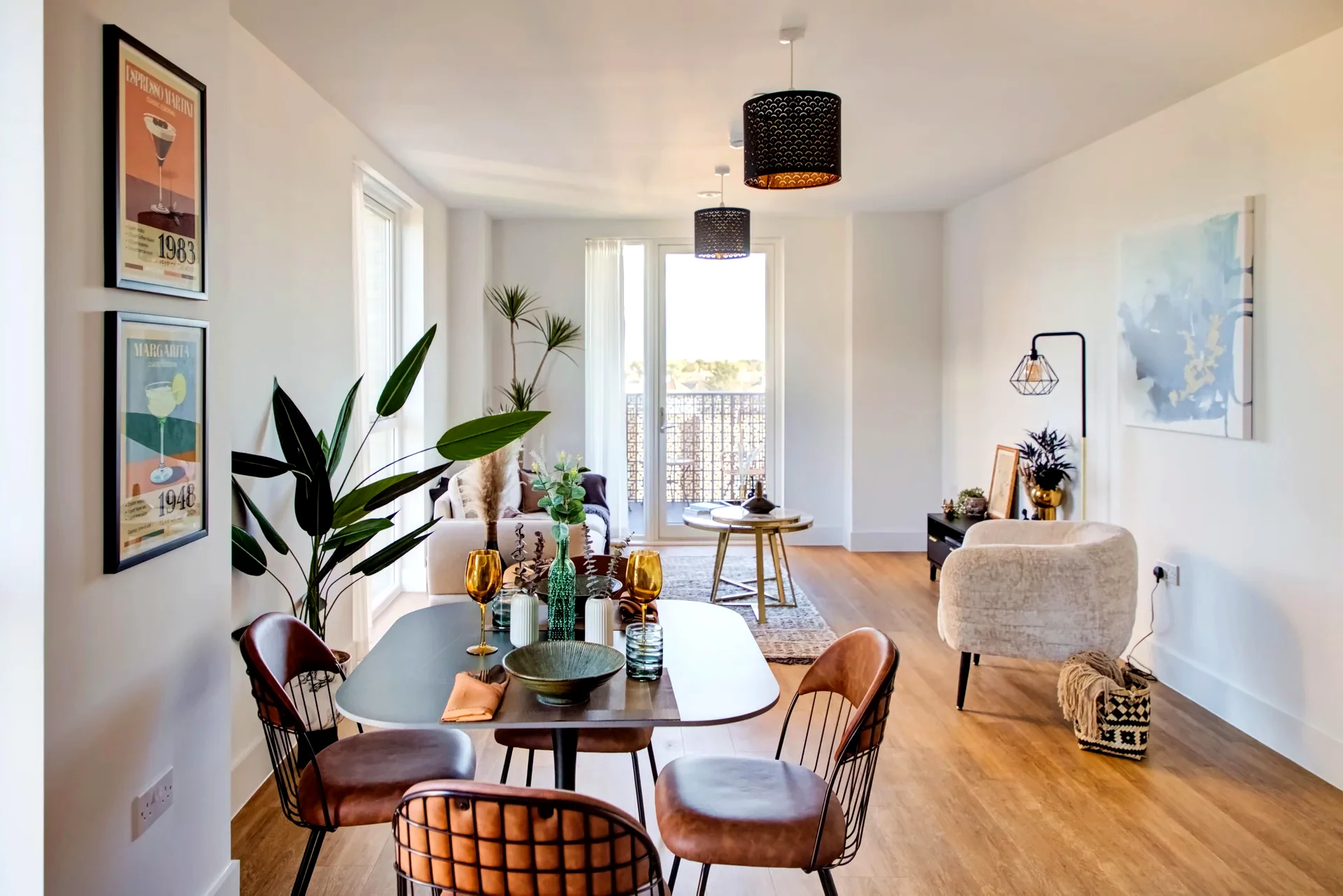 Furnished living and dining space at Park Rise, a completed STOK project