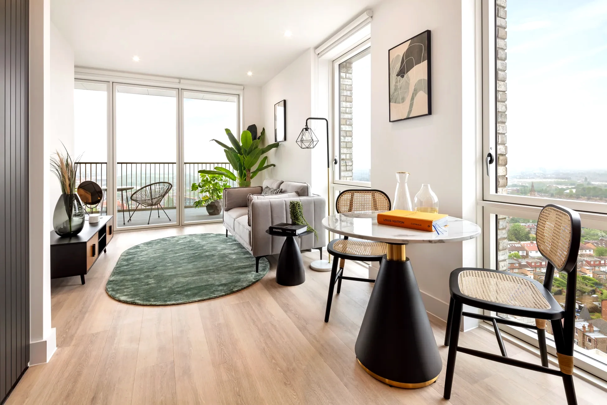 The Verdean Studio, a furnished compact apartment with dining area and balcony